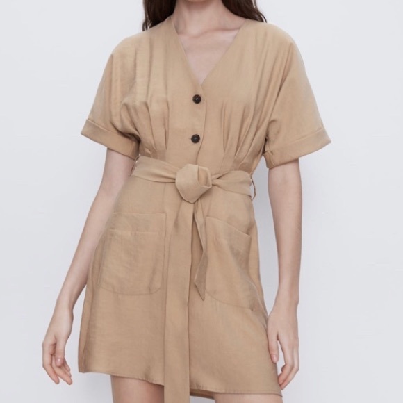 zara button down dress